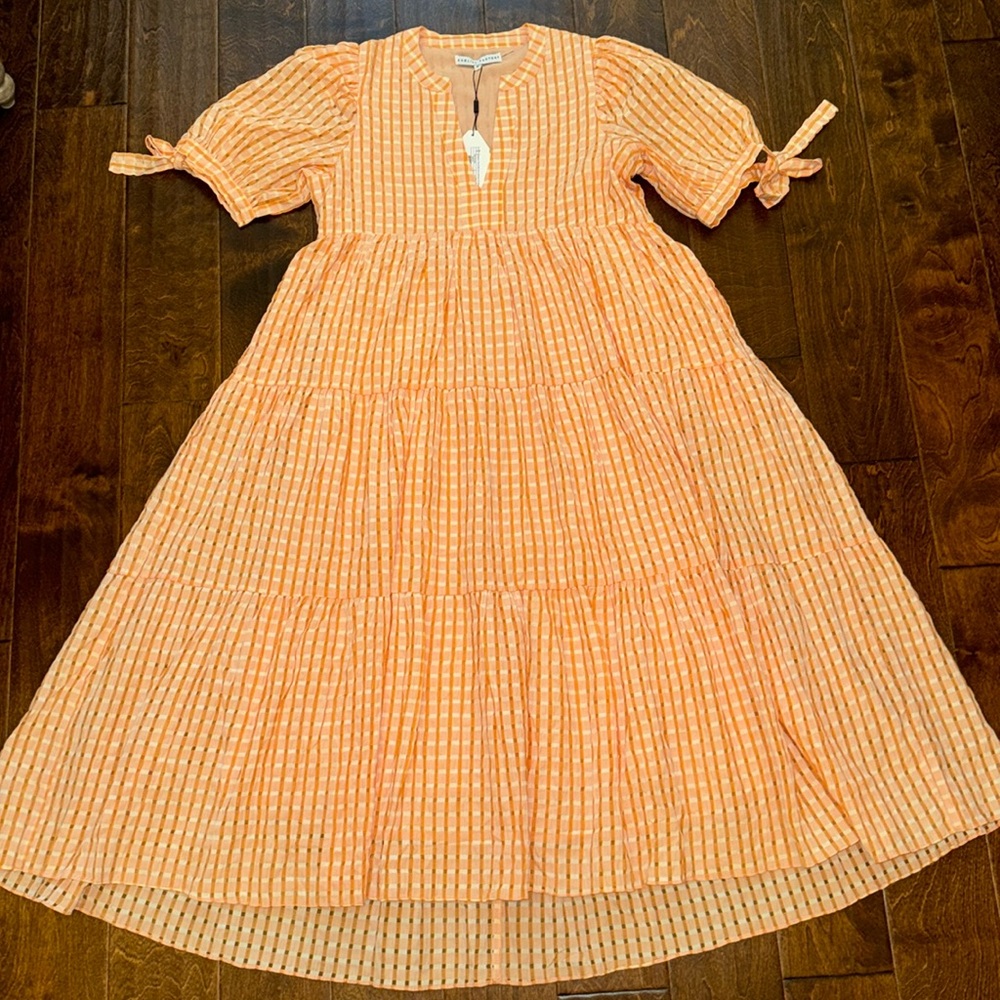 NWT English Factory Gingham Tiered Midi Dress - M - price is firm